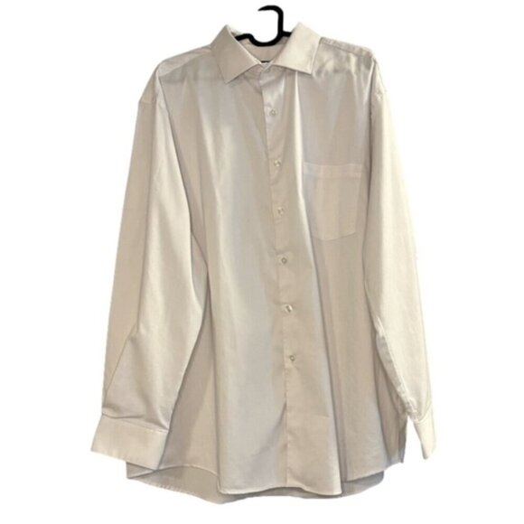 Van Heusen White Dress Shirt - Size 17.5 XL - Regular Fit Stretch - Stain Shield - Picture 1 of 3